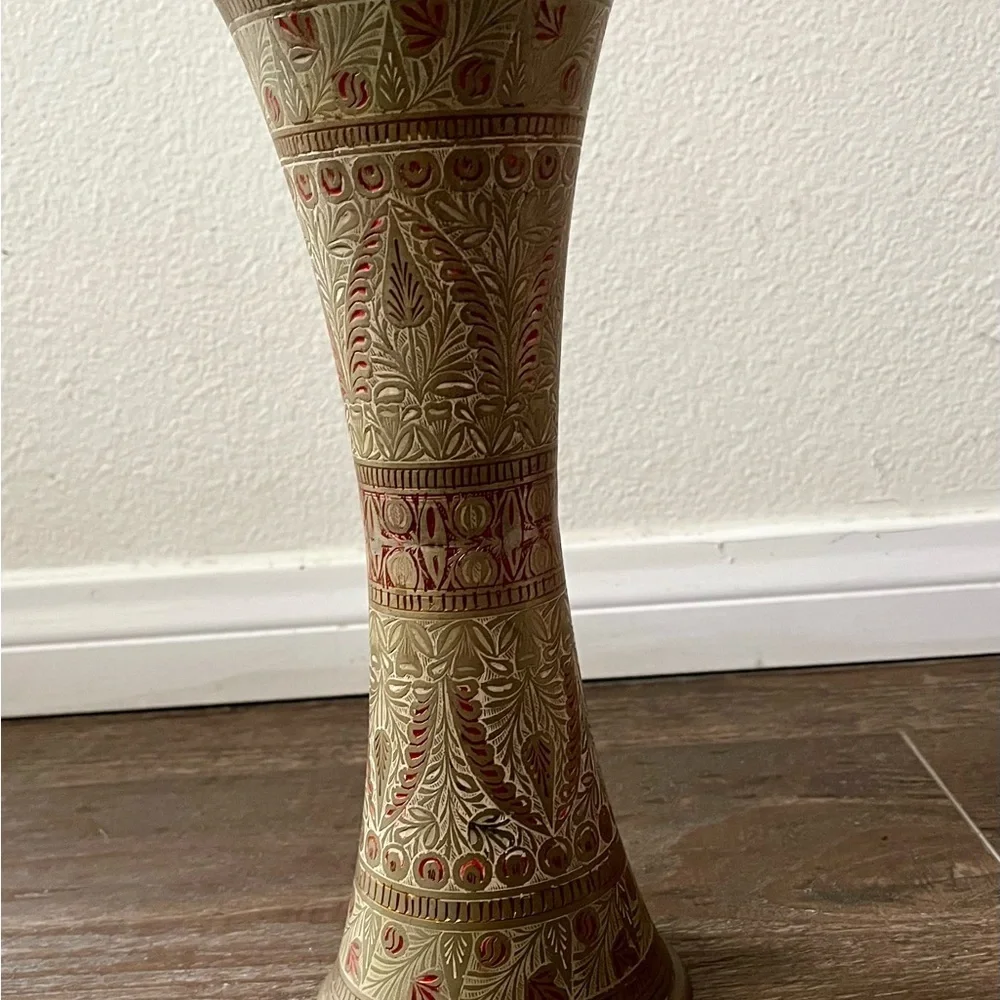 Vintage brass Taper vase h 10.5 inch